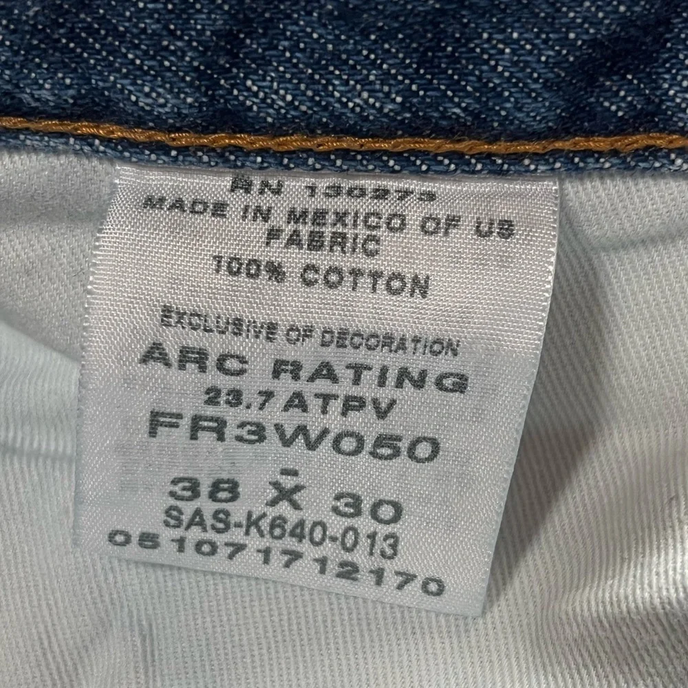 WRANGLER FIRE RESISTANT RIGGS WORKWEAR MEN’S JEANS. BLUE. SIZE 38x30. PRE-OWNED